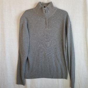 Toscano‎ Sweater XXL Mens Gray Merino Wool Blend Long Sleeve 1/4 Zip